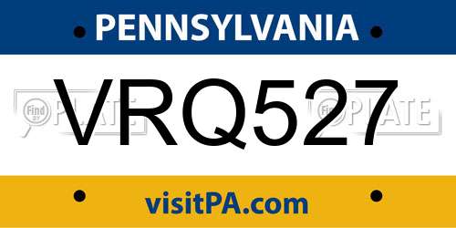 VRQ527 Pennsylvania License Plate