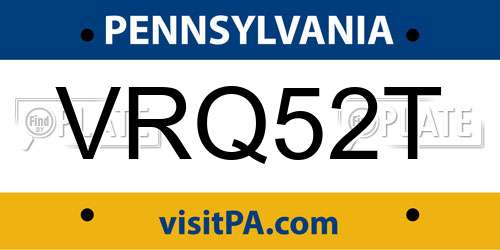 VRQ52T Pennsylvania License Plate