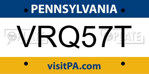 VRQ57T Pennsylvania License Plate