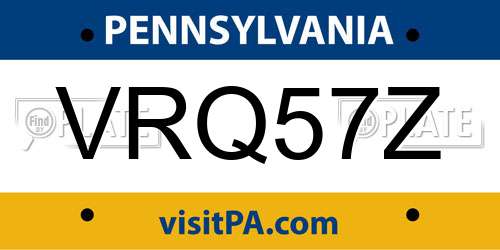 VRQ57Z Pennsylvania License Plate