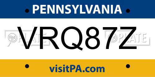 VRQ87Z Pennsylvania License Plate
