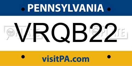 VRQB22 Pennsylvania License Plate