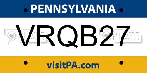 VRQB27 Pennsylvania License Plate