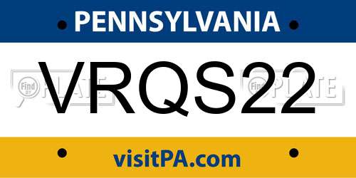VRQS22 Pennsylvania License Plate