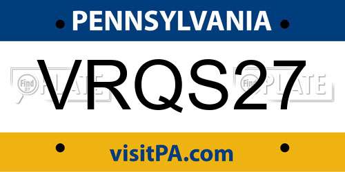 VRQS27 Pennsylvania License Plate