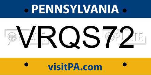 VRQS72 Pennsylvania License Plate