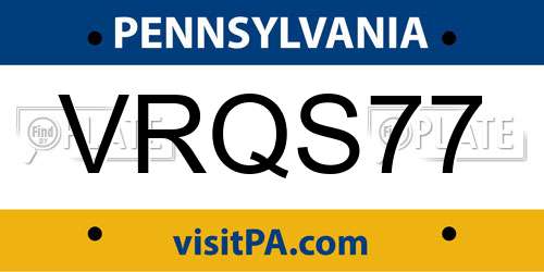 VRQS77 Pennsylvania License Plate