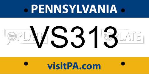 VS313 Pennsylvania License Plate