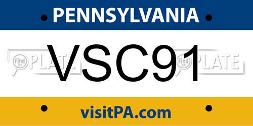 VSC91 Pennsylvania License Plate