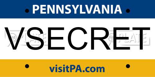 VSECRET Pennsylvania License Plate