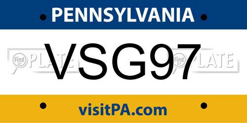 VSG97 Pennsylvania License Plate