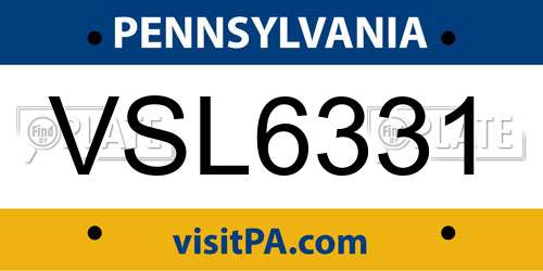 VSL6331 Pennsylvania License Plate