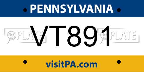 VT891 Pennsylvania License Plate