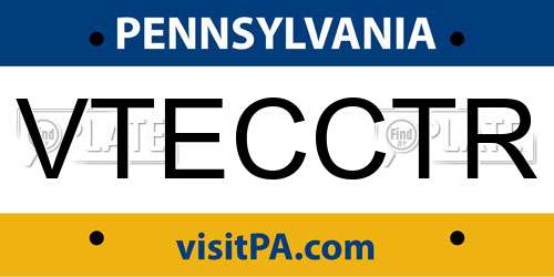 VTECCTR Pennsylvania License Plate