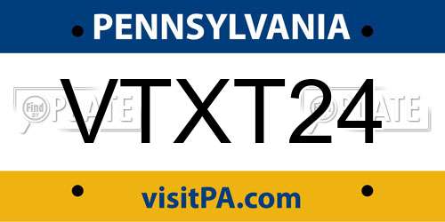 VTXT24 Pennsylvania License Plate