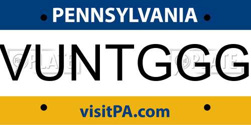 VUNTGGG Pennsylvania License Plate
