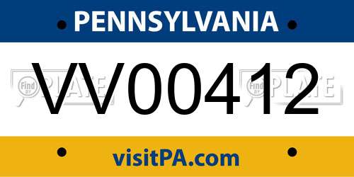 VV00412 Pennsylvania License Plate