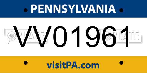 VV01961 Pennsylvania License Plate