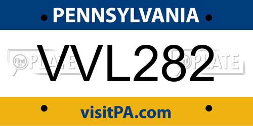 VVL282 Pennsylvania License Plate