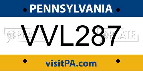 VVL287 Pennsylvania License Plate