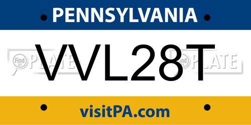 VVL28T Pennsylvania License Plate
