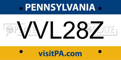 VVL28Z Pennsylvania License Plate