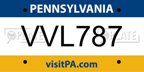 VVL787 Pennsylvania License Plate