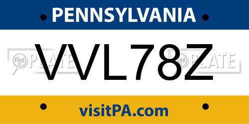 VVL78Z Pennsylvania License Plate