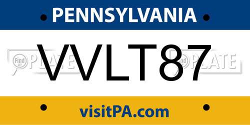 VVLT87 Pennsylvania License Plate