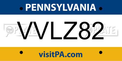 VVLZ82 Pennsylvania License Plate