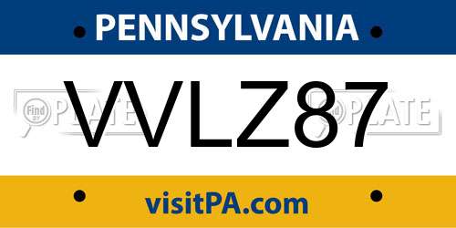 VVLZ87 Pennsylvania License Plate