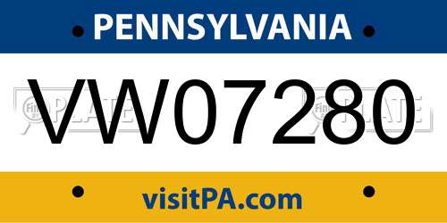 VW07280 Pennsylvania License Plate