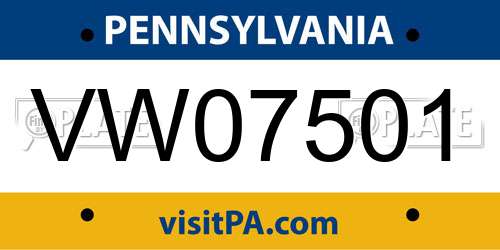 VW07501 Pennsylvania License Plate