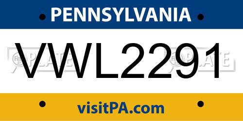 VWL2291 Pennsylvania License Plate