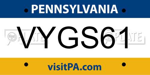 VYGS61 Pennsylvania License Plate