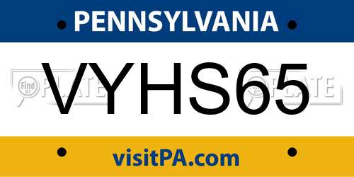 VYHS65 Pennsylvania License Plate