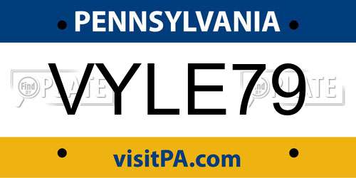 VYLE79 Pennsylvania License Plate