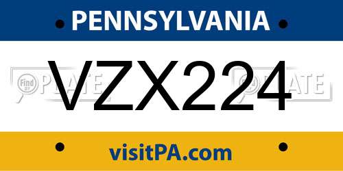 VZX224 Pennsylvania License Plate