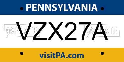 VZX27A Pennsylvania License Plate