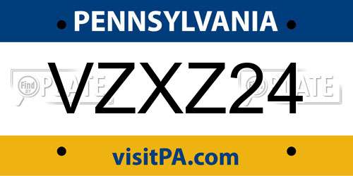 VZXZ24 Pennsylvania License Plate