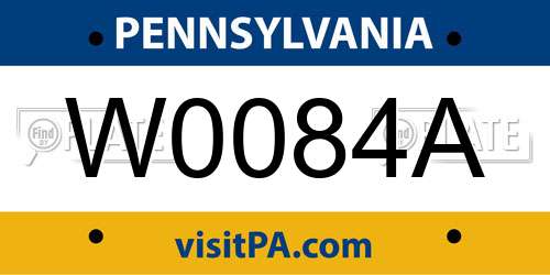 W0084A Pennsylvania License Plate