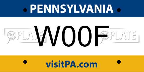 W00F Pennsylvania License Plate