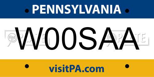 W00SAA Pennsylvania License Plate