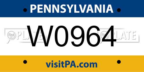 W0964 Pennsylvania License Plate