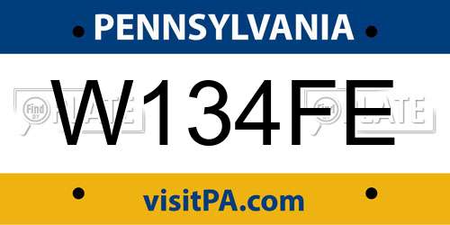W134FE Pennsylvania License Plate