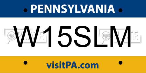 W15SLM Pennsylvania License Plate
