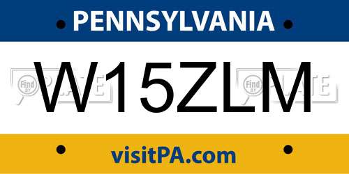W15ZLM Pennsylvania License Plate