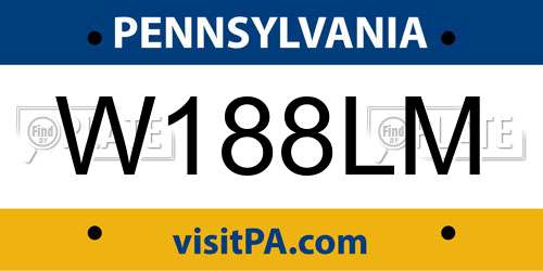 W188LM Pennsylvania License Plate