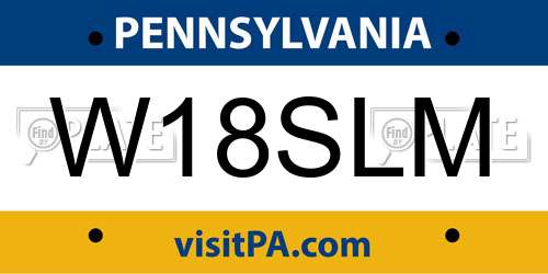 W18SLM Pennsylvania License Plate