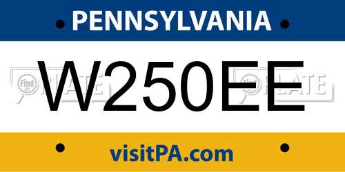 W250EE Pennsylvania License Plate